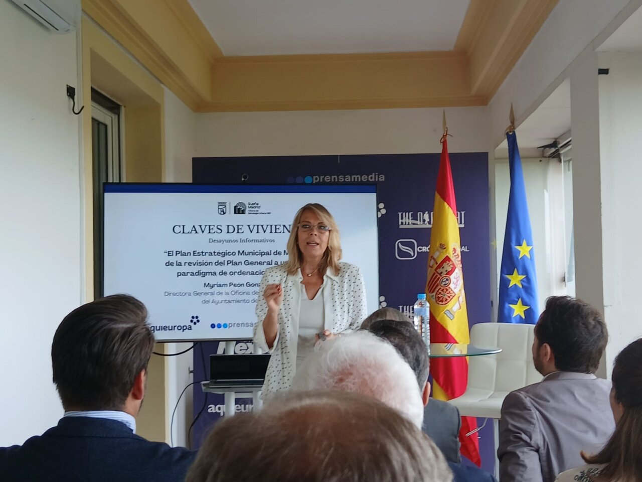 Myriam Peón durante su presentación sobre el Plan Estratégico Municipal de Madrid.