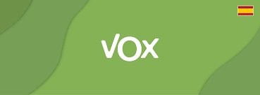 Logo de VOX sobre fondo verde con bandera española